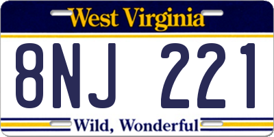 WV license plate 8NJ221