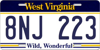 WV license plate 8NJ223