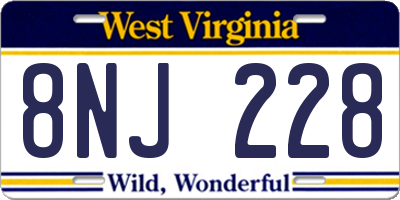 WV license plate 8NJ228