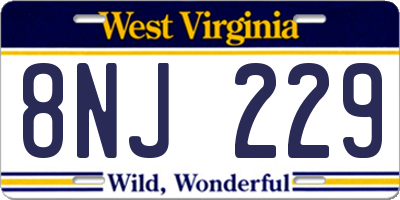 WV license plate 8NJ229