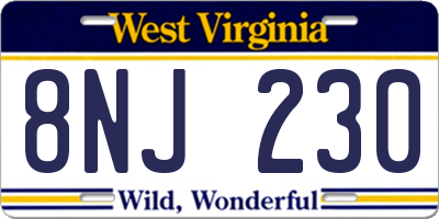 WV license plate 8NJ230