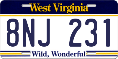 WV license plate 8NJ231