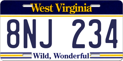 WV license plate 8NJ234