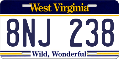 WV license plate 8NJ238