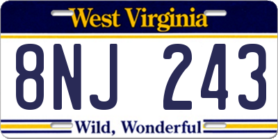 WV license plate 8NJ243