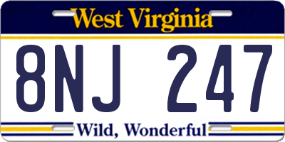 WV license plate 8NJ247
