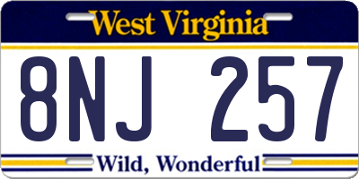 WV license plate 8NJ257