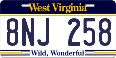 WV license plate 8NJ258