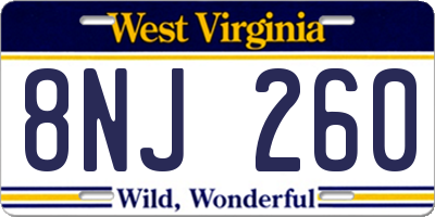 WV license plate 8NJ260