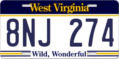 WV license plate 8NJ274