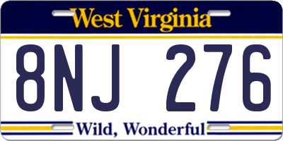 WV license plate 8NJ276