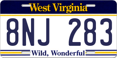 WV license plate 8NJ283