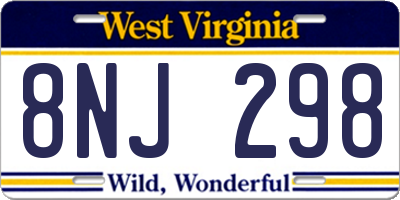 WV license plate 8NJ298