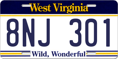 WV license plate 8NJ301
