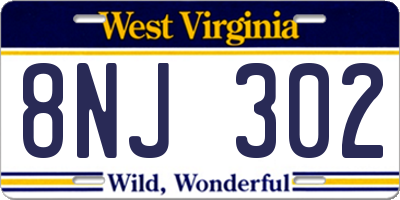 WV license plate 8NJ302