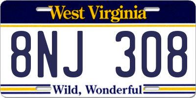 WV license plate 8NJ308
