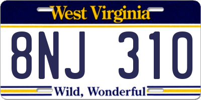 WV license plate 8NJ310