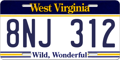 WV license plate 8NJ312