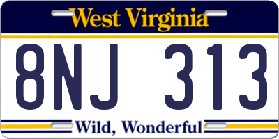 WV license plate 8NJ313