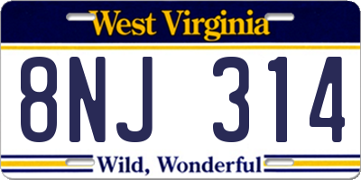 WV license plate 8NJ314