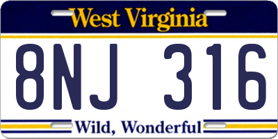 WV license plate 8NJ316