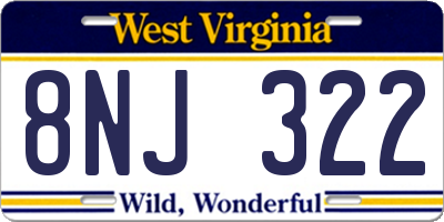 WV license plate 8NJ322