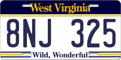 WV license plate 8NJ325