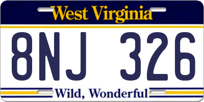 WV license plate 8NJ326