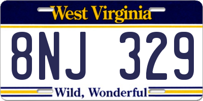WV license plate 8NJ329