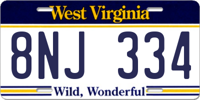 WV license plate 8NJ334
