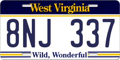 WV license plate 8NJ337