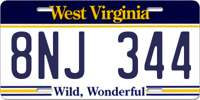 WV license plate 8NJ344