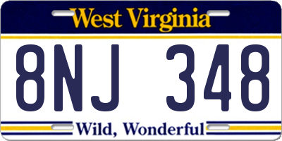 WV license plate 8NJ348