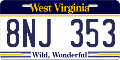 WV license plate 8NJ353