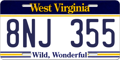 WV license plate 8NJ355