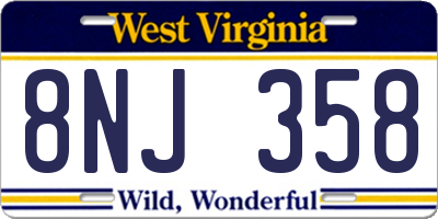 WV license plate 8NJ358