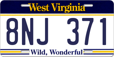 WV license plate 8NJ371