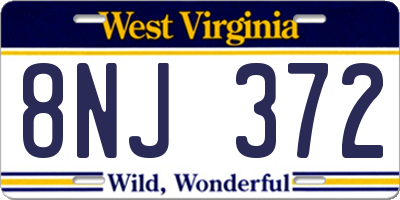 WV license plate 8NJ372