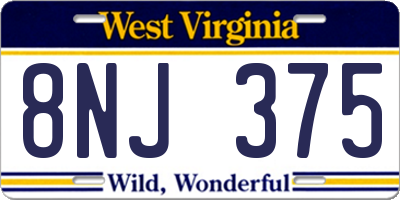 WV license plate 8NJ375
