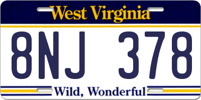 WV license plate 8NJ378