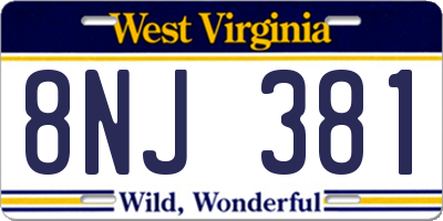 WV license plate 8NJ381