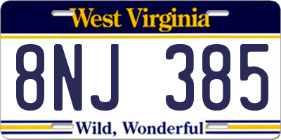 WV license plate 8NJ385