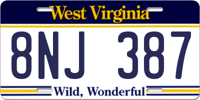WV license plate 8NJ387