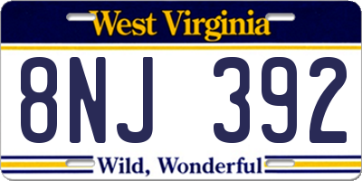 WV license plate 8NJ392