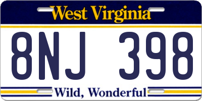 WV license plate 8NJ398