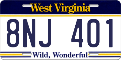 WV license plate 8NJ401