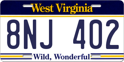 WV license plate 8NJ402