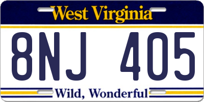 WV license plate 8NJ405