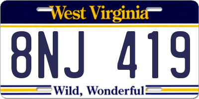 WV license plate 8NJ419