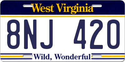 WV license plate 8NJ420